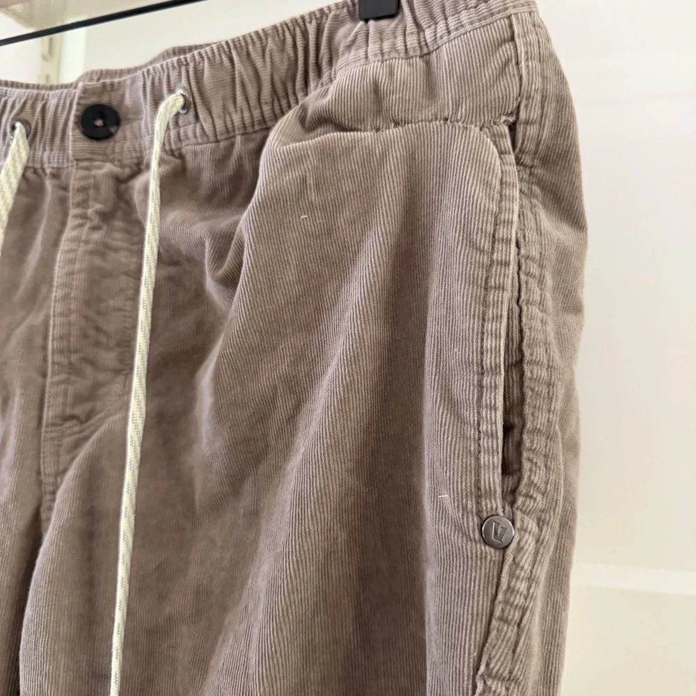 Vuori Optimist Corduroy Pants Mens Grey Elastic Waist V440 flaw